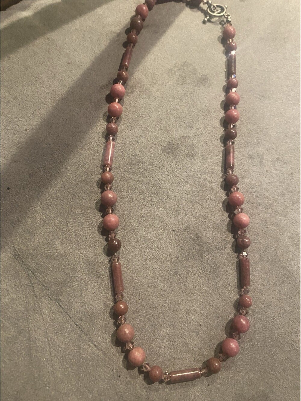 sterling 925 rhodochrosite beaded necklace